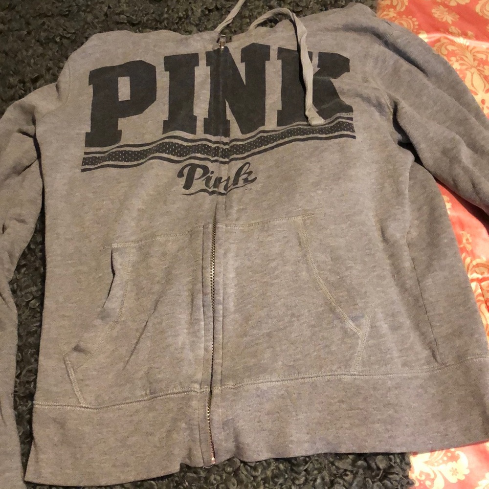 gray and black zip up
